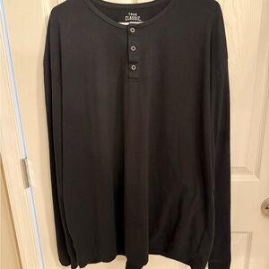 Black Men's long sleeve Henley soft cotton Shirt